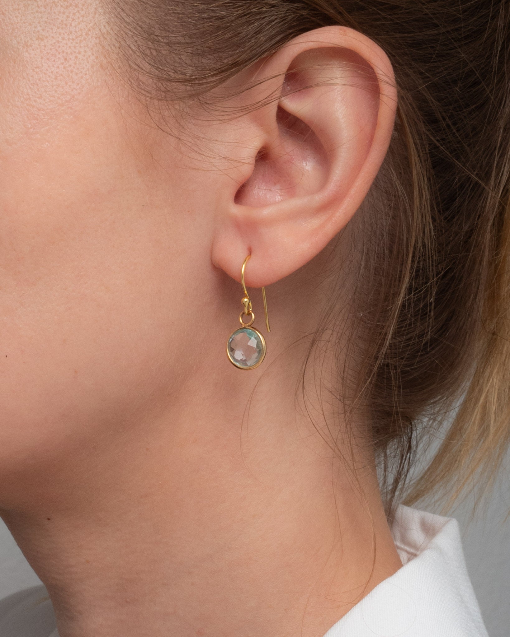 Kleine Ohrhänger mit Aquamarin 9 mm - Fleurs des Prés