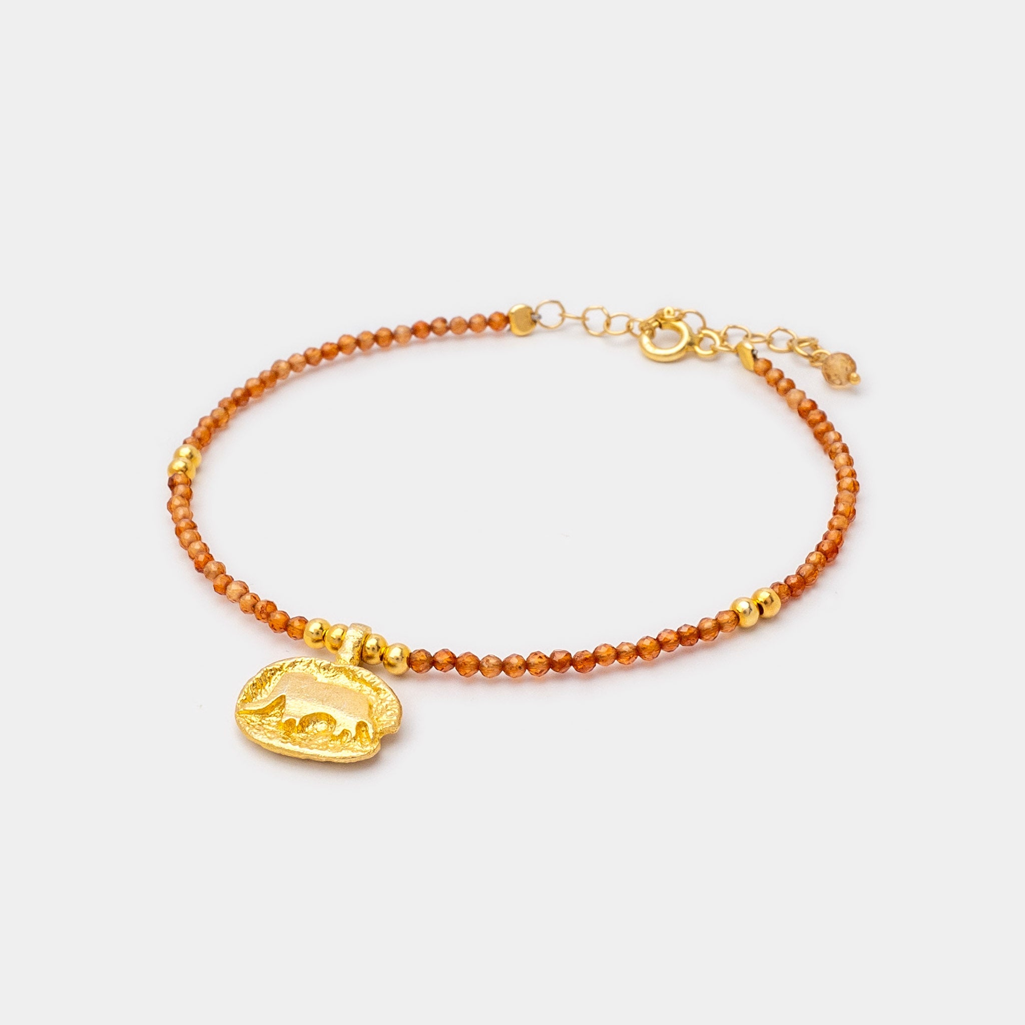 Armband mit Karneol und Elephanten Charm - Fleurs des Prés Jewelry