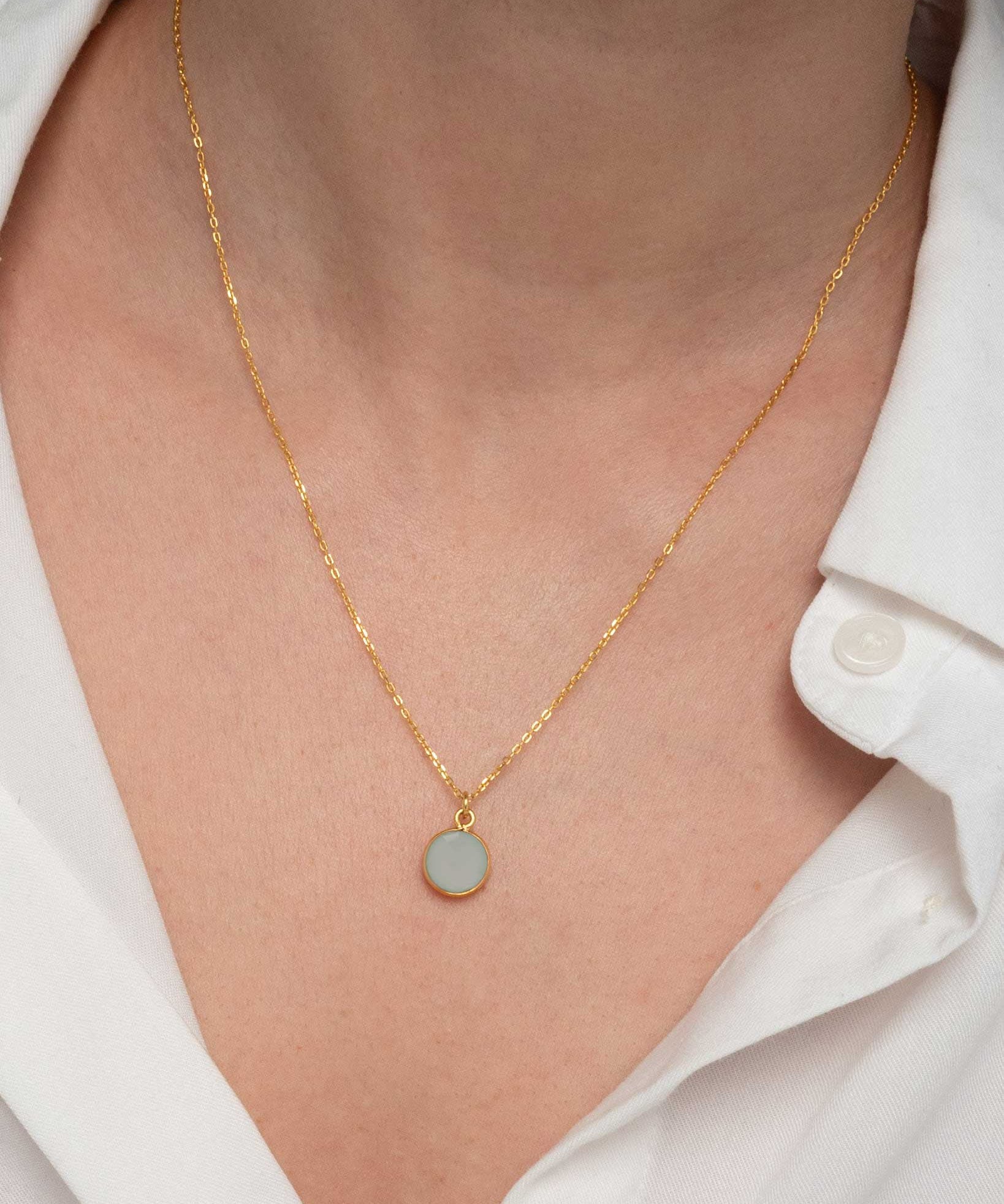 Halskette Eloise Aqua Chalcedon - Fleurs des Prés Jewelry