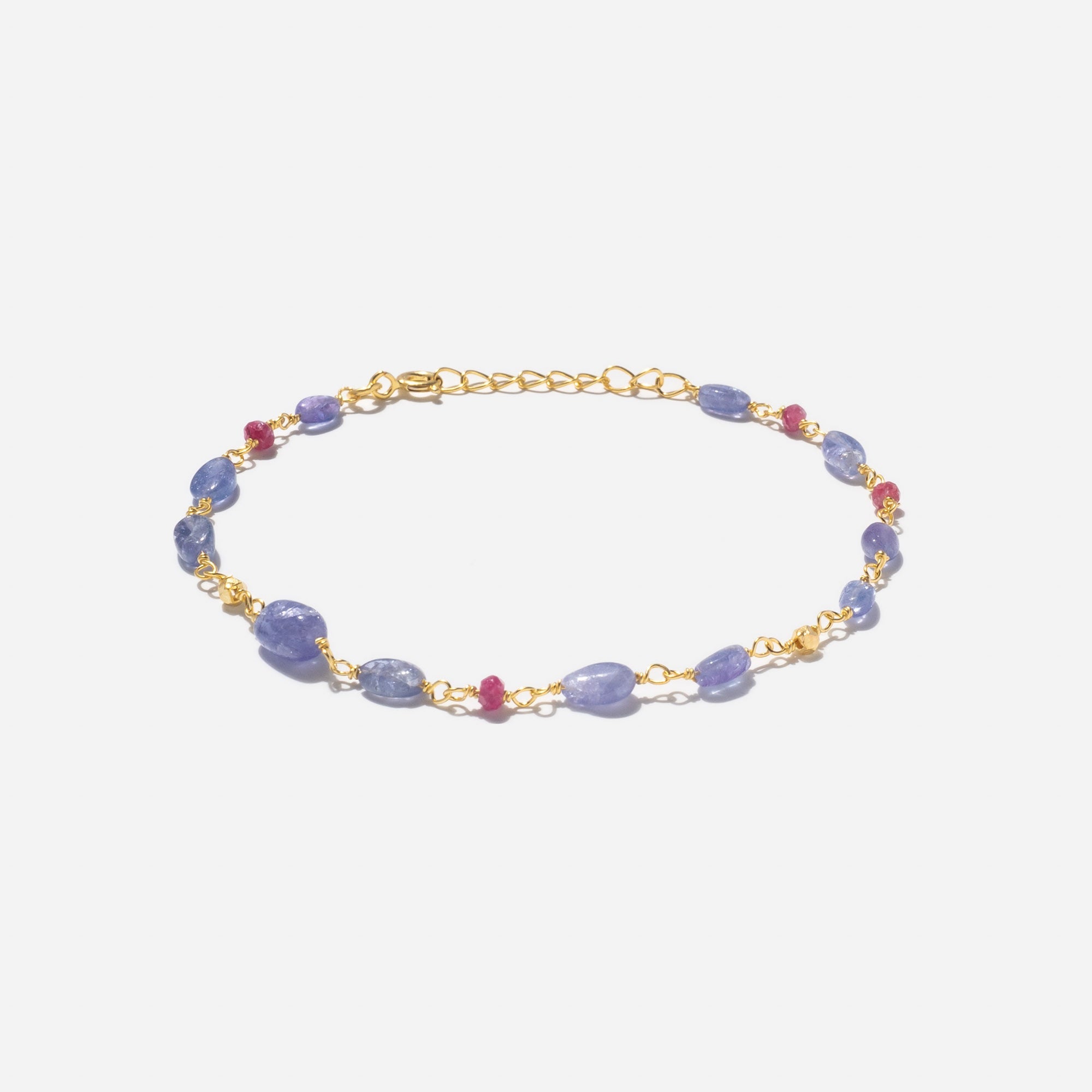 Armband Estelle Tanzanit + Rubin - Fleurs des Prés