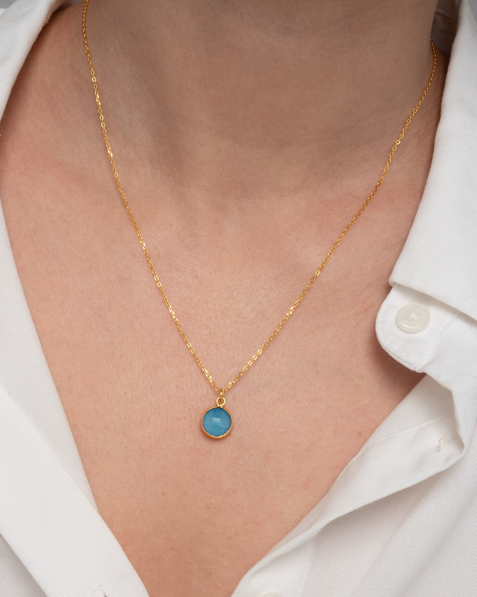 Halskette Eloise Blue Chalcedony - Fleurs des Prés Jewelry