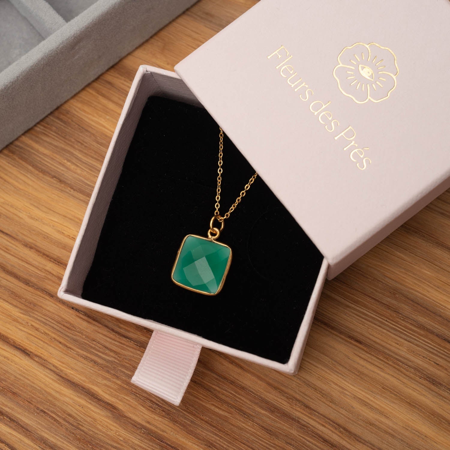 Halskette Hélène Green Onyx - Fleurs des Prés