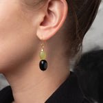 Ohrringe Dés mit Onyx und Jade - Fleurs des Prés Jewelry