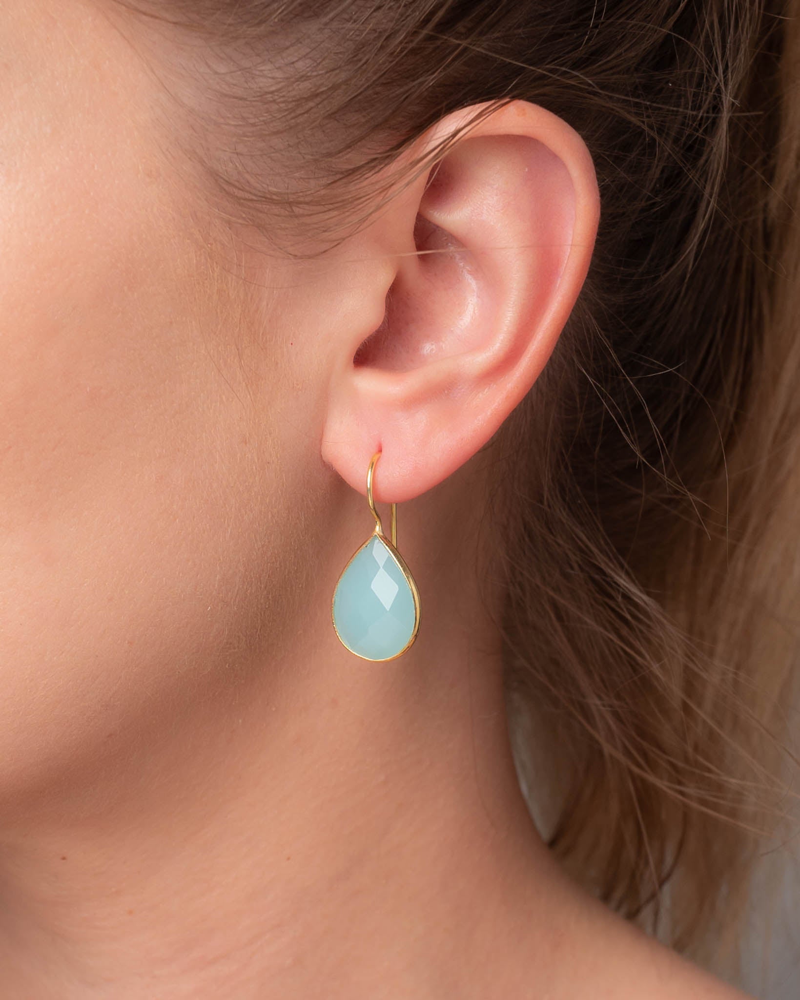 Ohrringe Lola Aqua Chalcdeon - Fleurs des Prés