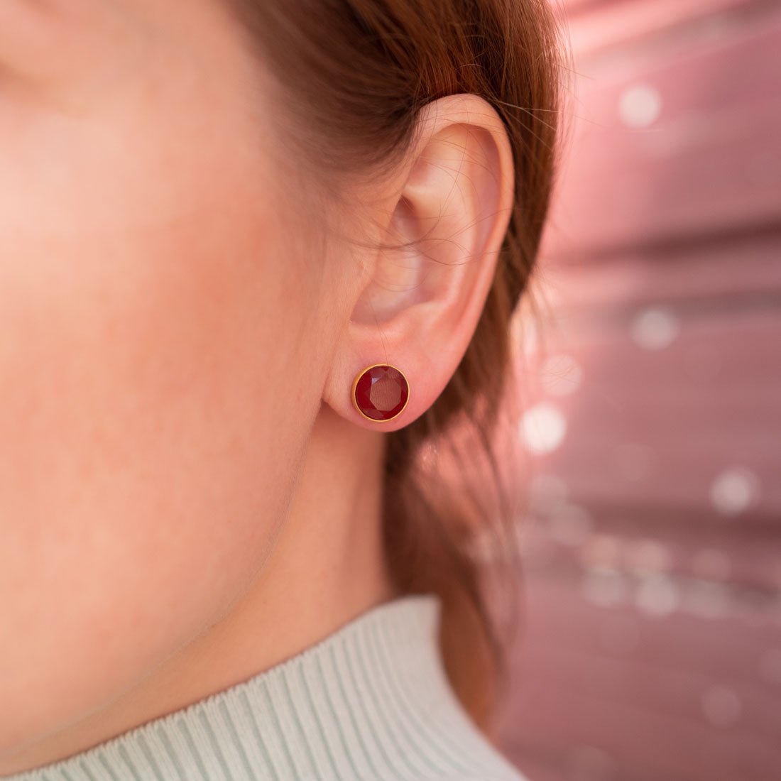 Ohrstecker Eloise Red Onyx - Fleurs des Prés