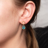 Ohrstecker Pauline mit Ring und neonblauer Jade - Fleurs des Prés