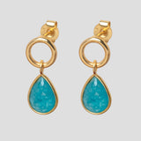 Ohrstecker Pauline mit Ring und neonblauer Jade - Fleurs des Prés