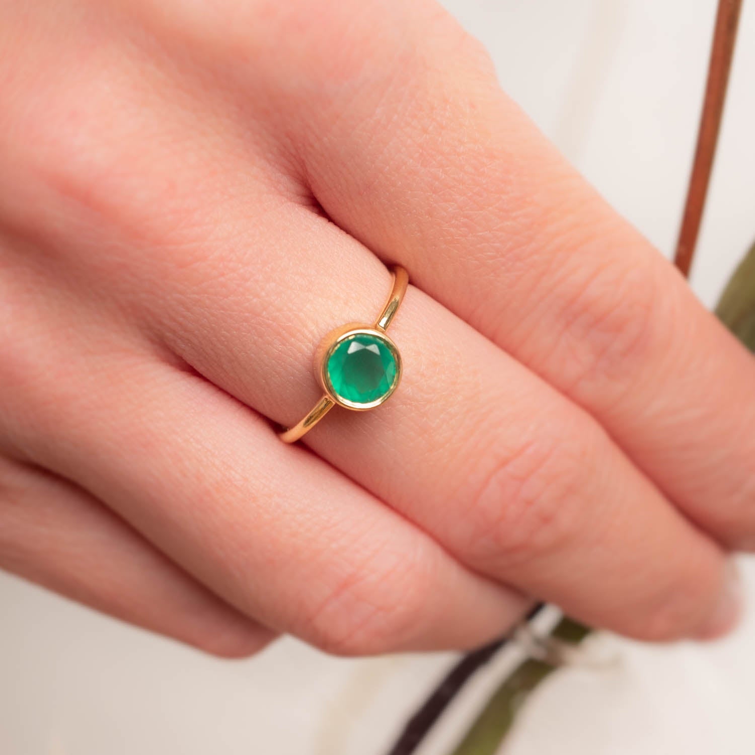 Ring Aline Circle Green Onyx - Fleurs des Prés Jewelry