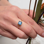 Ring Aline Square Blue Chalcedony - Fleurs des Prés