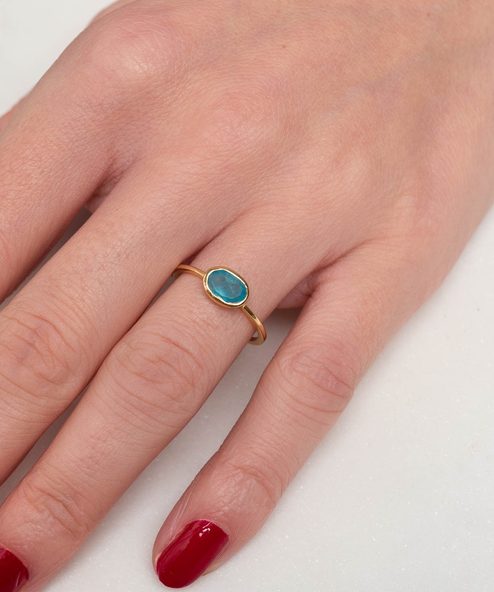 Ring Amie Neon Blue Jade - Fleurs des Prés Jewelry