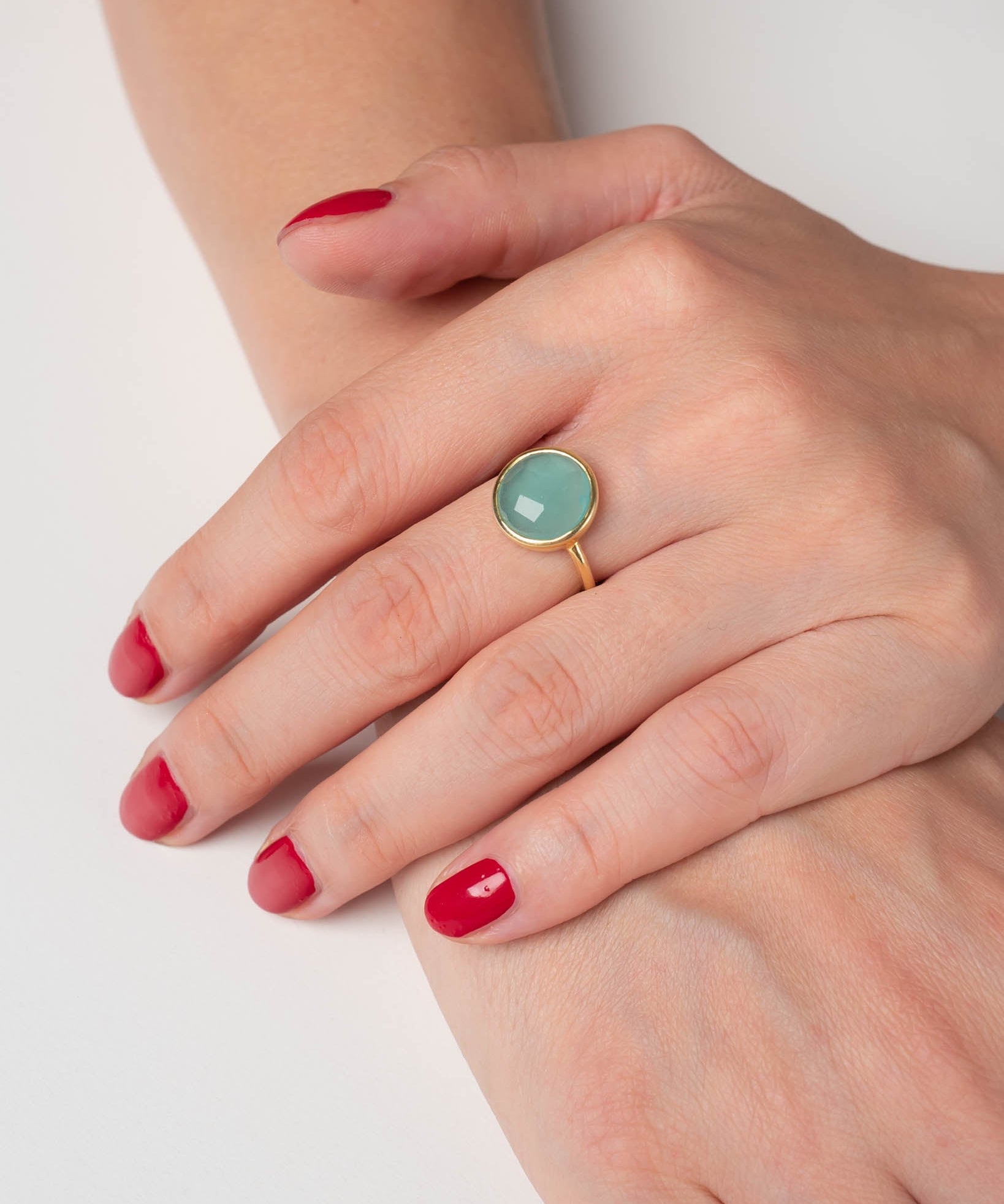 Ring Cher Sea Blue Chalcedon - Fleurs des Prés Jewelry