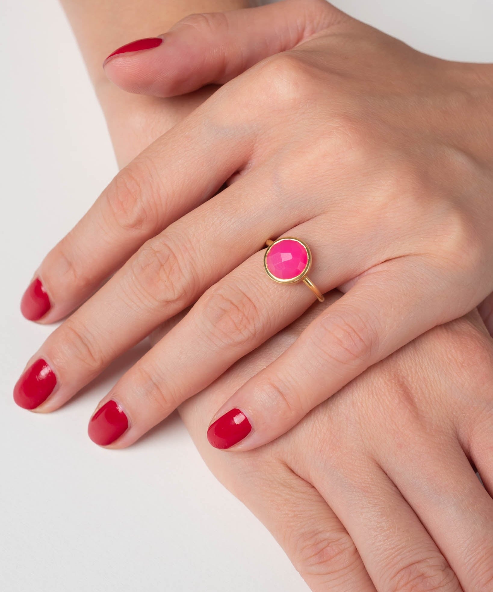 Ring Coco Hot Pink Chalcedon - Fleurs des Prés