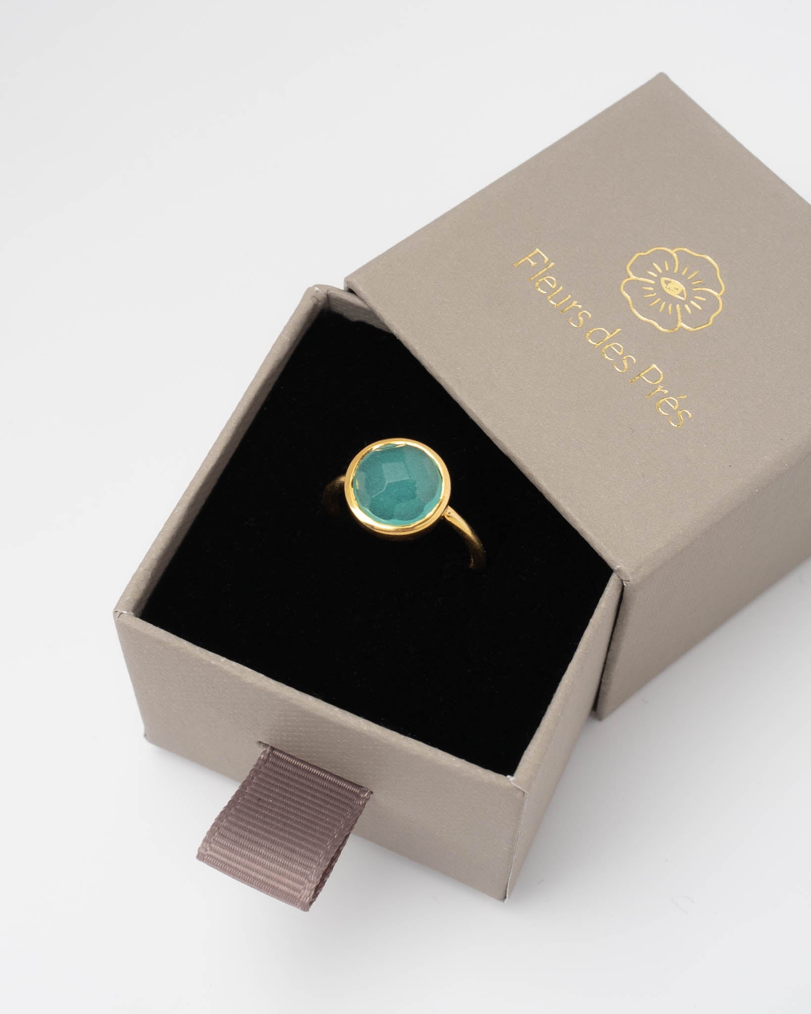 Ring Coco Sea Blue Chalcedon - Fleurs des Prés