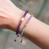 Armband Céleste mit Mondstein, Sonnenstein, Amethyst und Amazonit