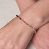 Armband Céleste mit Rosenquarz, Labradorit, Amethyst und Schwarzem Spinell