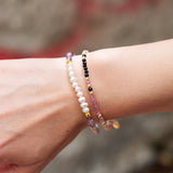 Armband Céleste mit Rosenquarz, Labradorit, Amethyst und Schwarzem Spinell