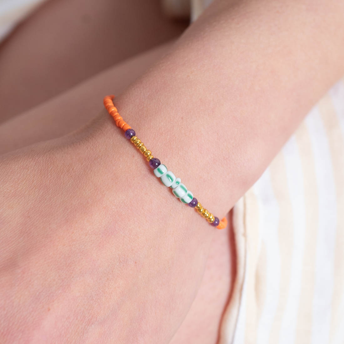 Armband Cirque Orange Green - Fleurs des Prés Jewelry