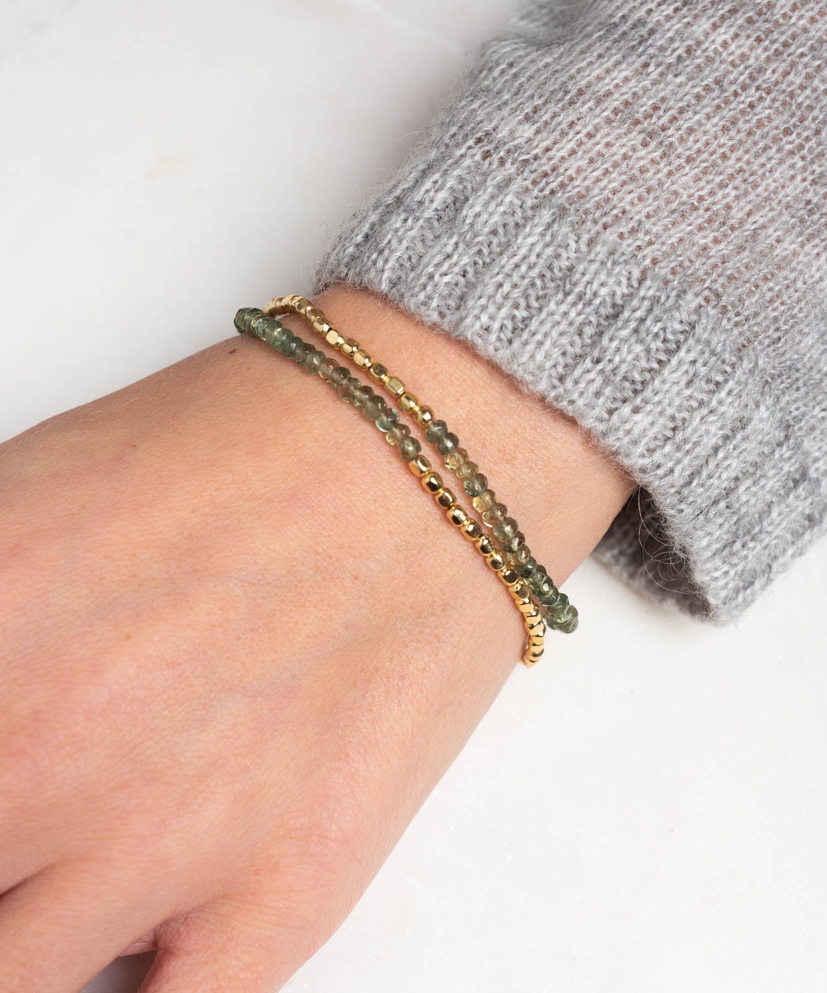 Armband Double Grüner Apatit - Fleurs des Prés
