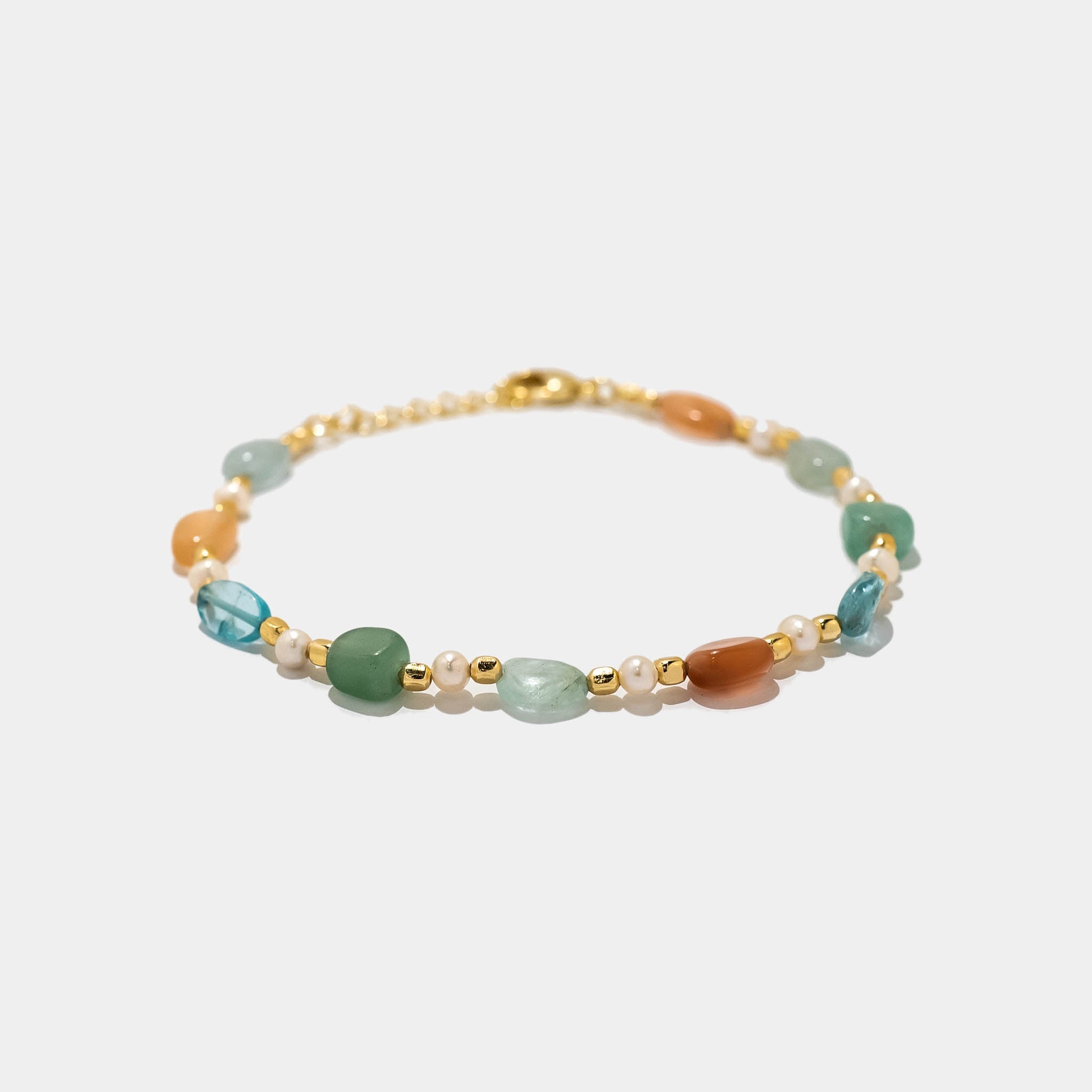 Armband Estelle Aquamarin und Peach Moonstone - Fleurs des Prés