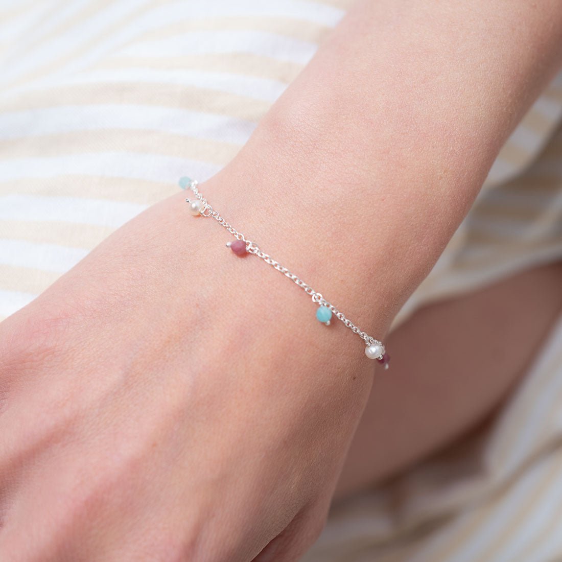 Armband Nizza Rouge Silber - Fleurs des Prés