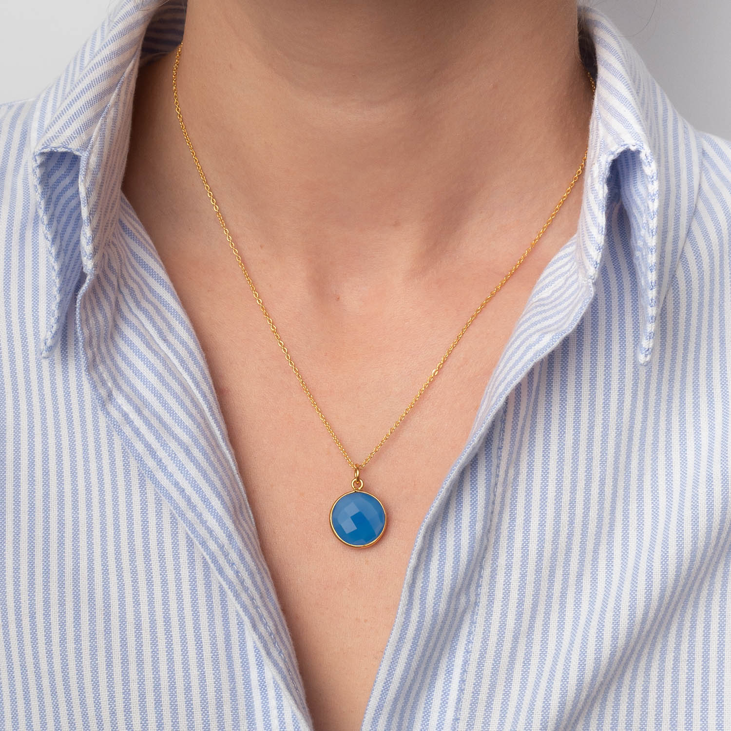 Halskette Amélie Blue Chalcedony - Fleurs des Prés Jewelry