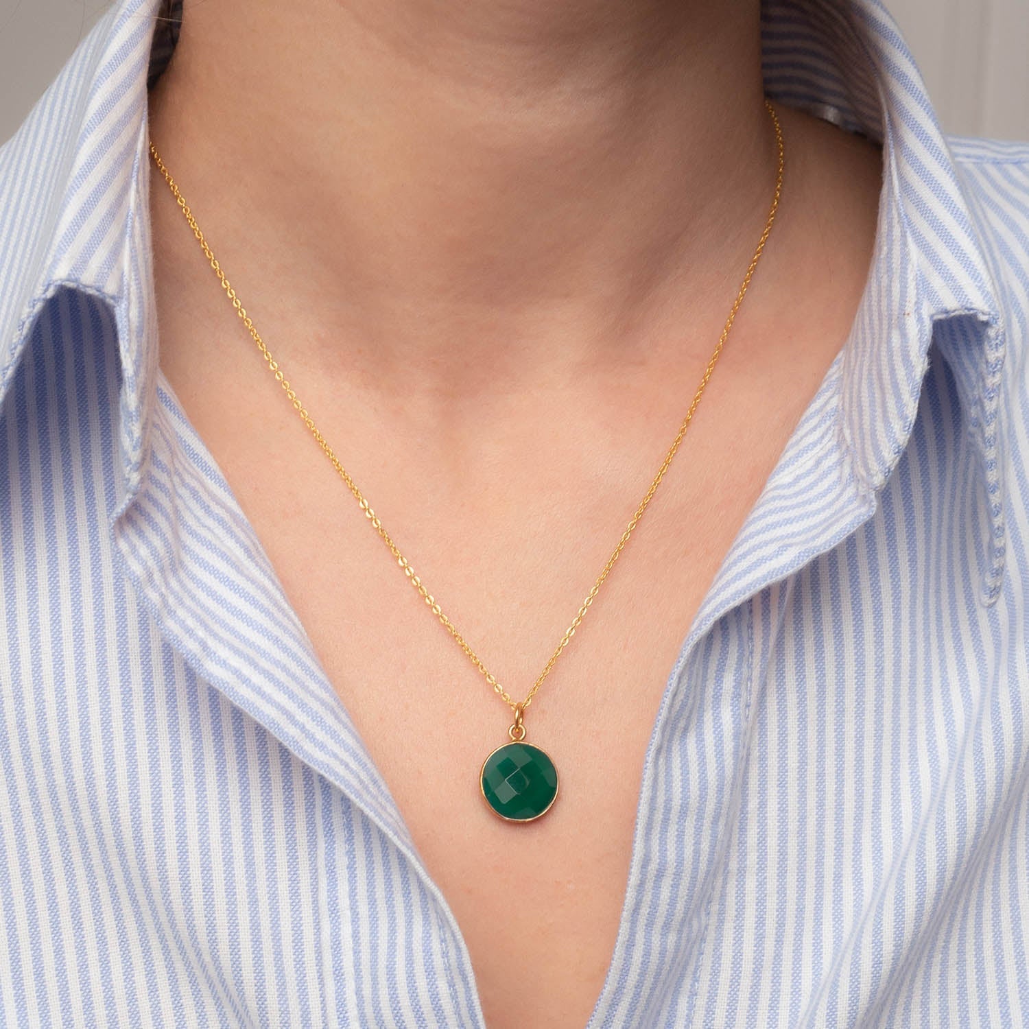 Halskette Amélie Green Onyx - Fleurs des Prés