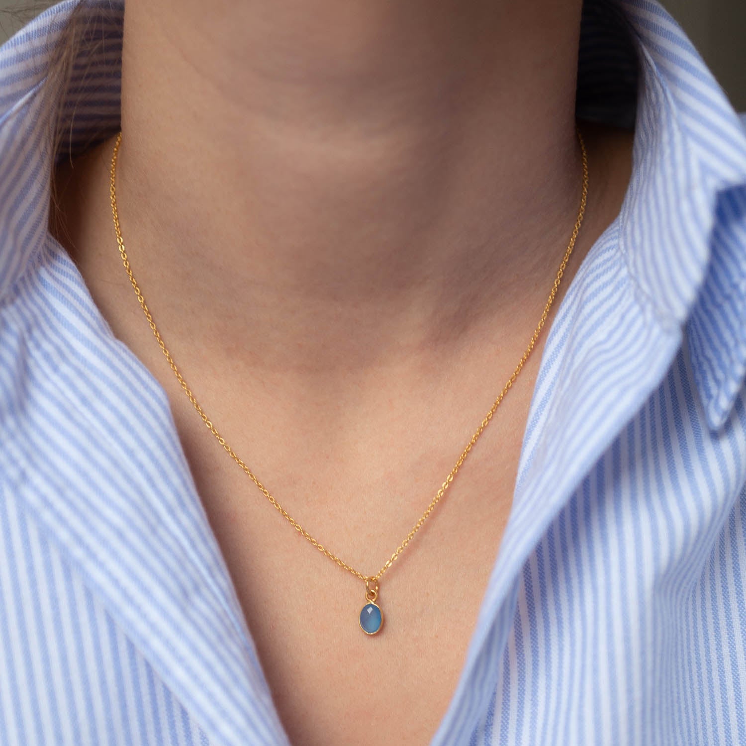Halskette Claire Blue Chalcedony - Fleurs des Prés Jewelry