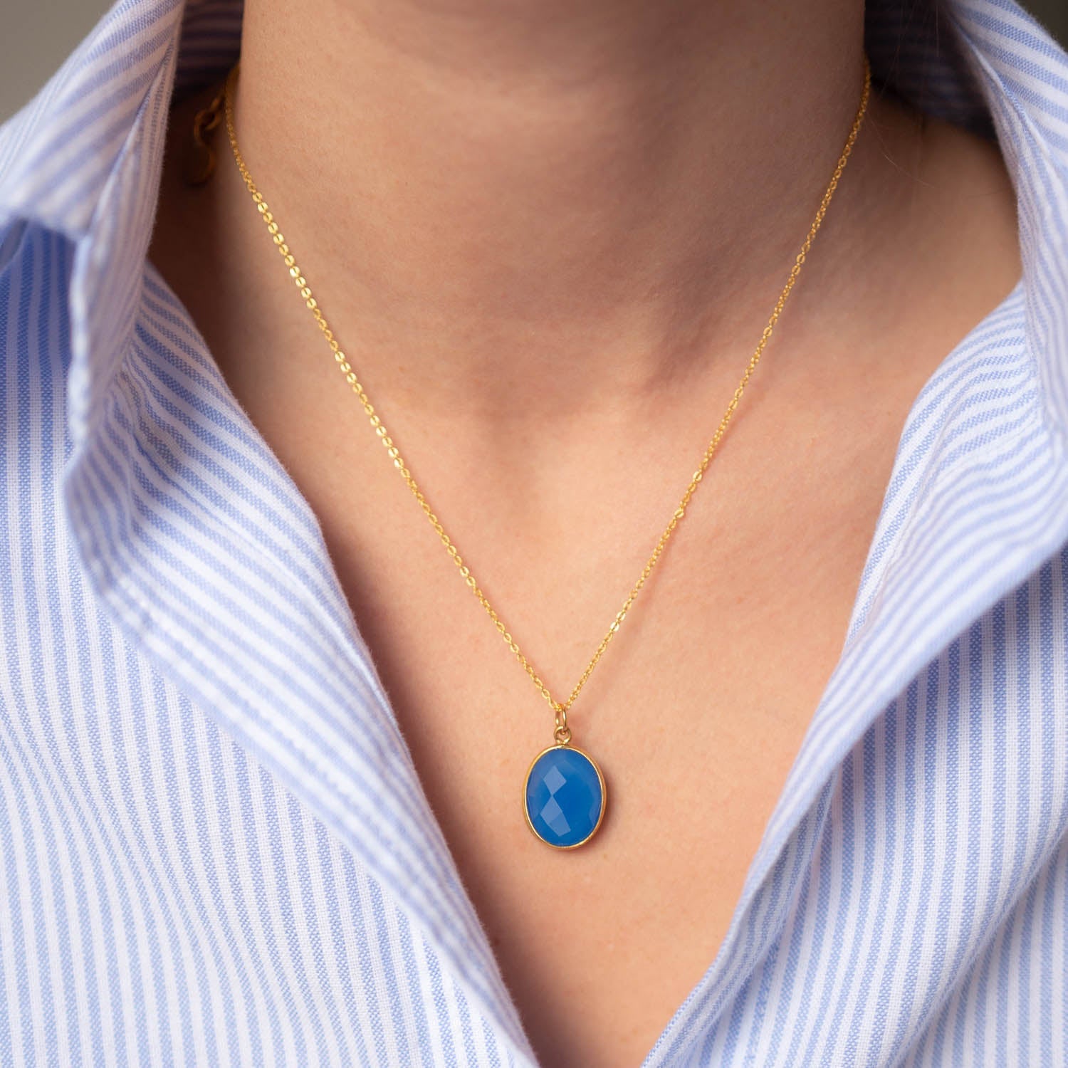 Halskette Leonor Blue Chalcedony - Fleurs des Prés Jewelry