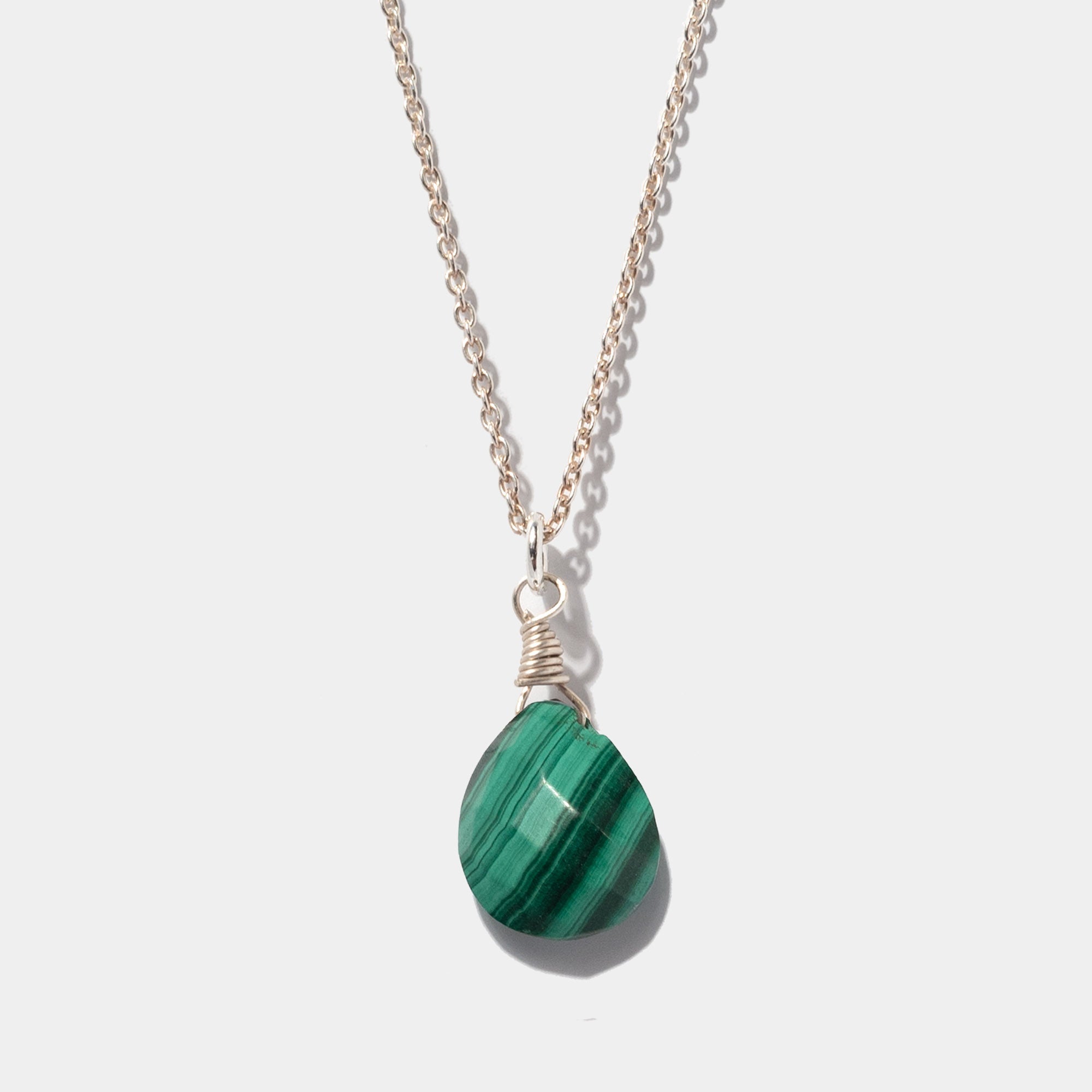 Halskette Lilou Malachite Silber - Fleurs des Prés