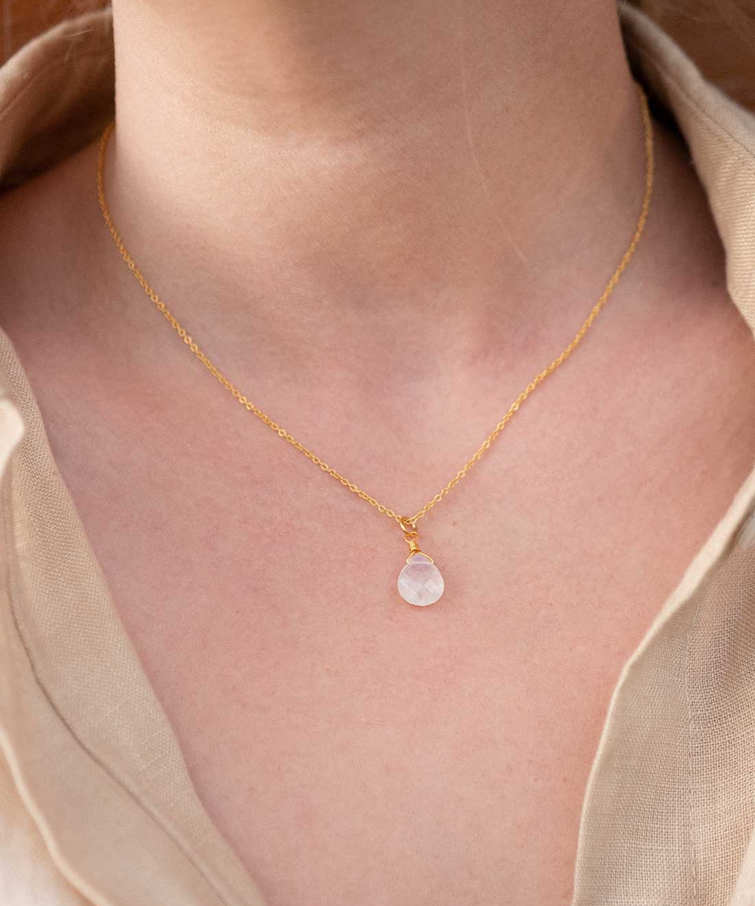 Halskette Lilou Moonstone Gold - Fleurs des Prés
