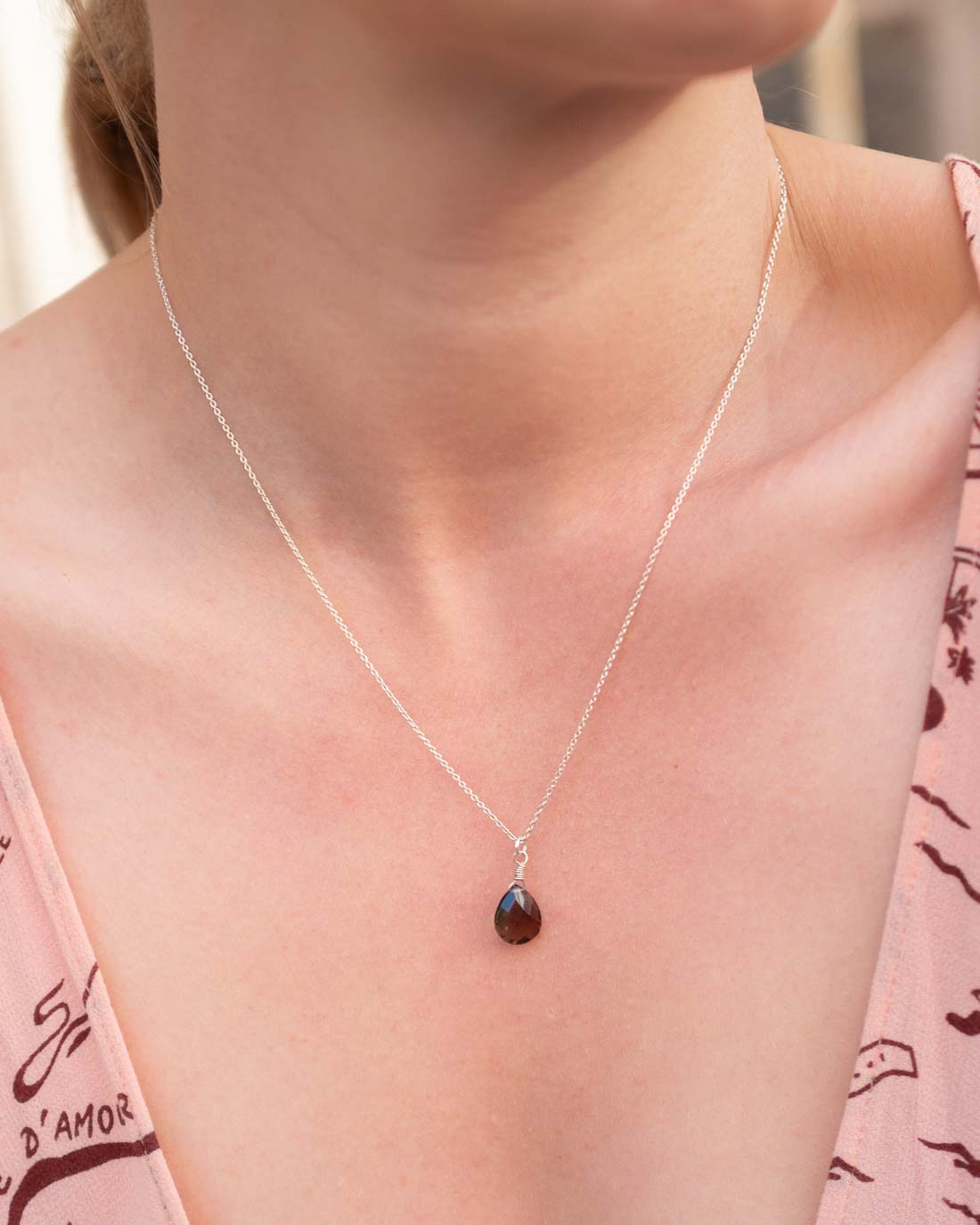 Halskette Lilou Rauchquarz Silber - Fleurs des Prés Jewelry