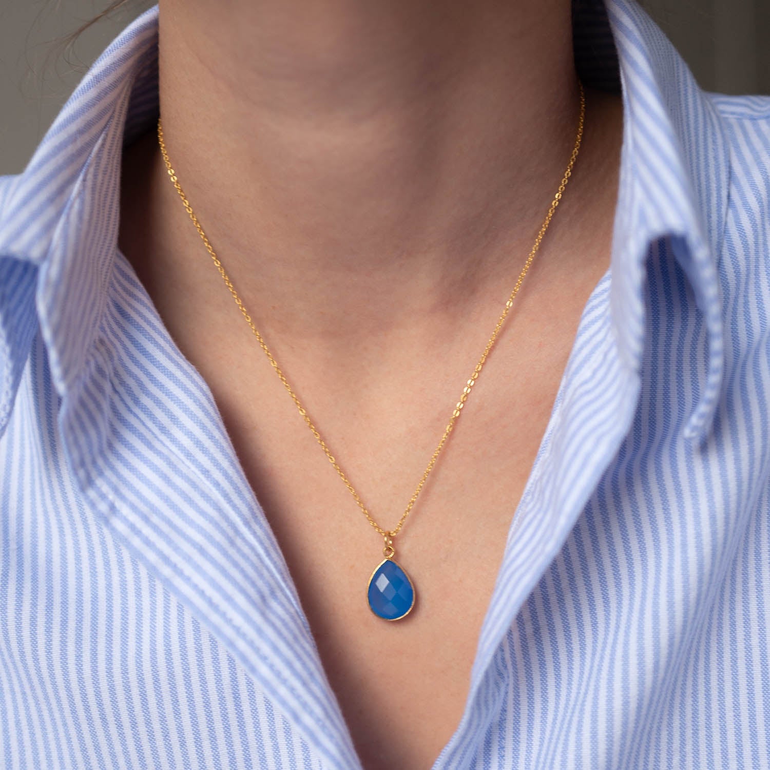 Halskette Lola Blue Chalcedony - Fleurs des Prés Jewelry