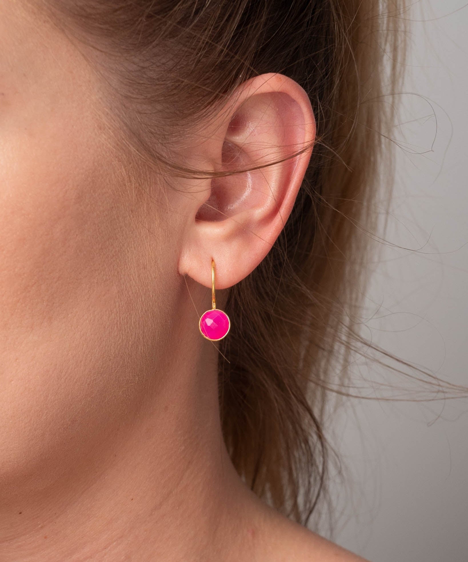 Ohrhänger Lille Hot Pink Chalcedon - Fleurs des Prés