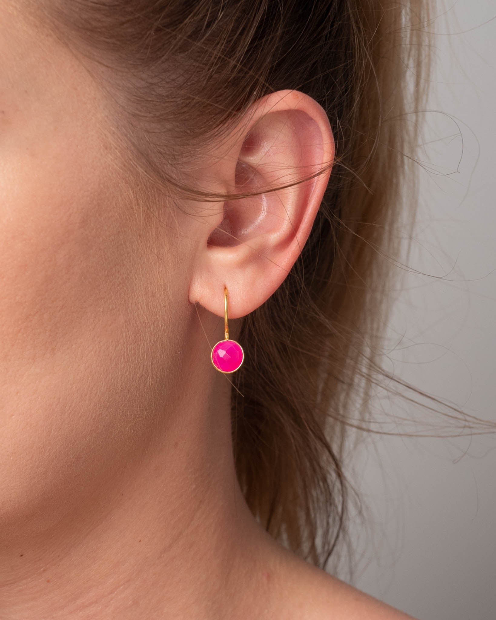 Ohrhänger Lille Hot Pink Chalcedon - Fleurs des Prés Jewelry