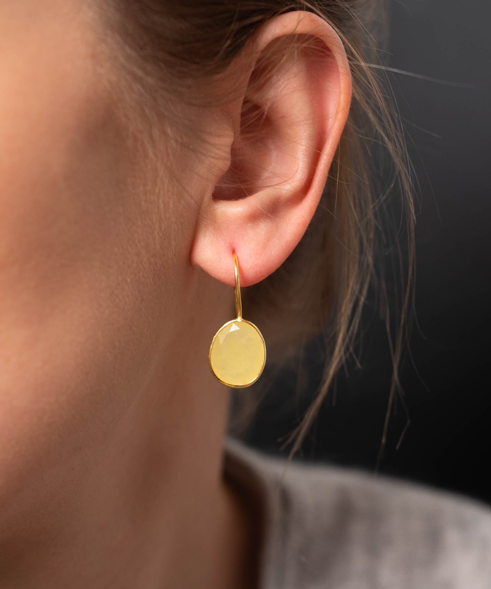 Ohrhänger Lisette Honey Yellow Jade - Fleurs des Prés