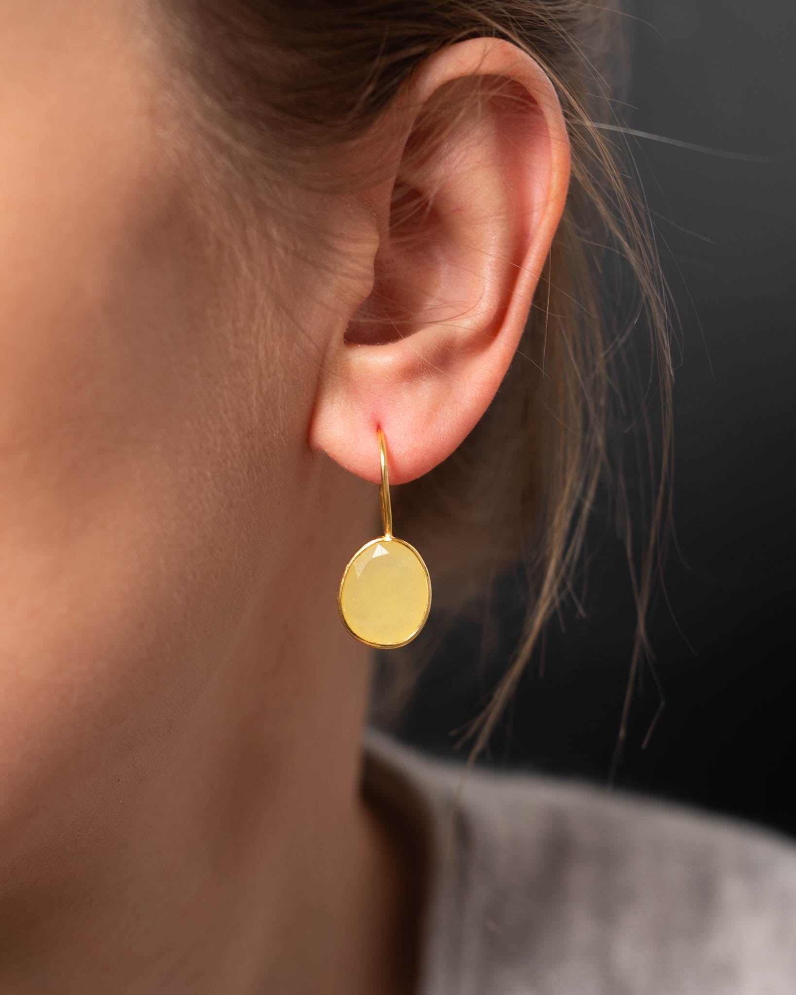 Ohrhänger Lisette Honey Yellow Jade - Fleurs des Prés
