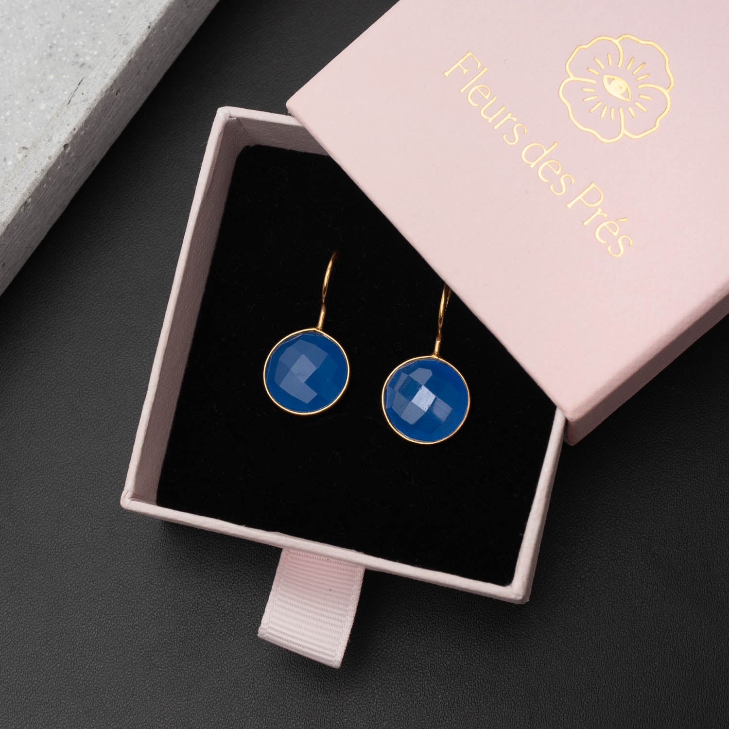 Ohrringe Amélie Blue Chalcedony - Fleurs des Prés Jewelry