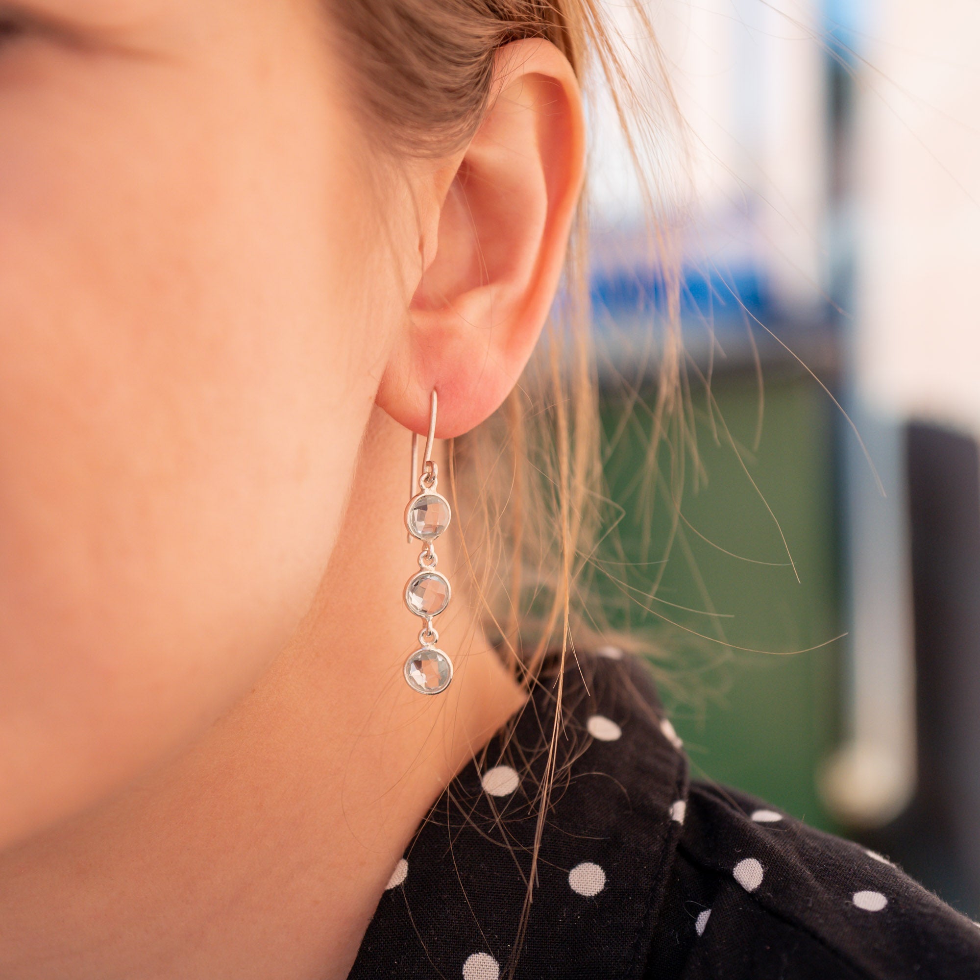 Ohrringe Charlotte Aquamarine Silber - Fleurs des Prés Jewelry