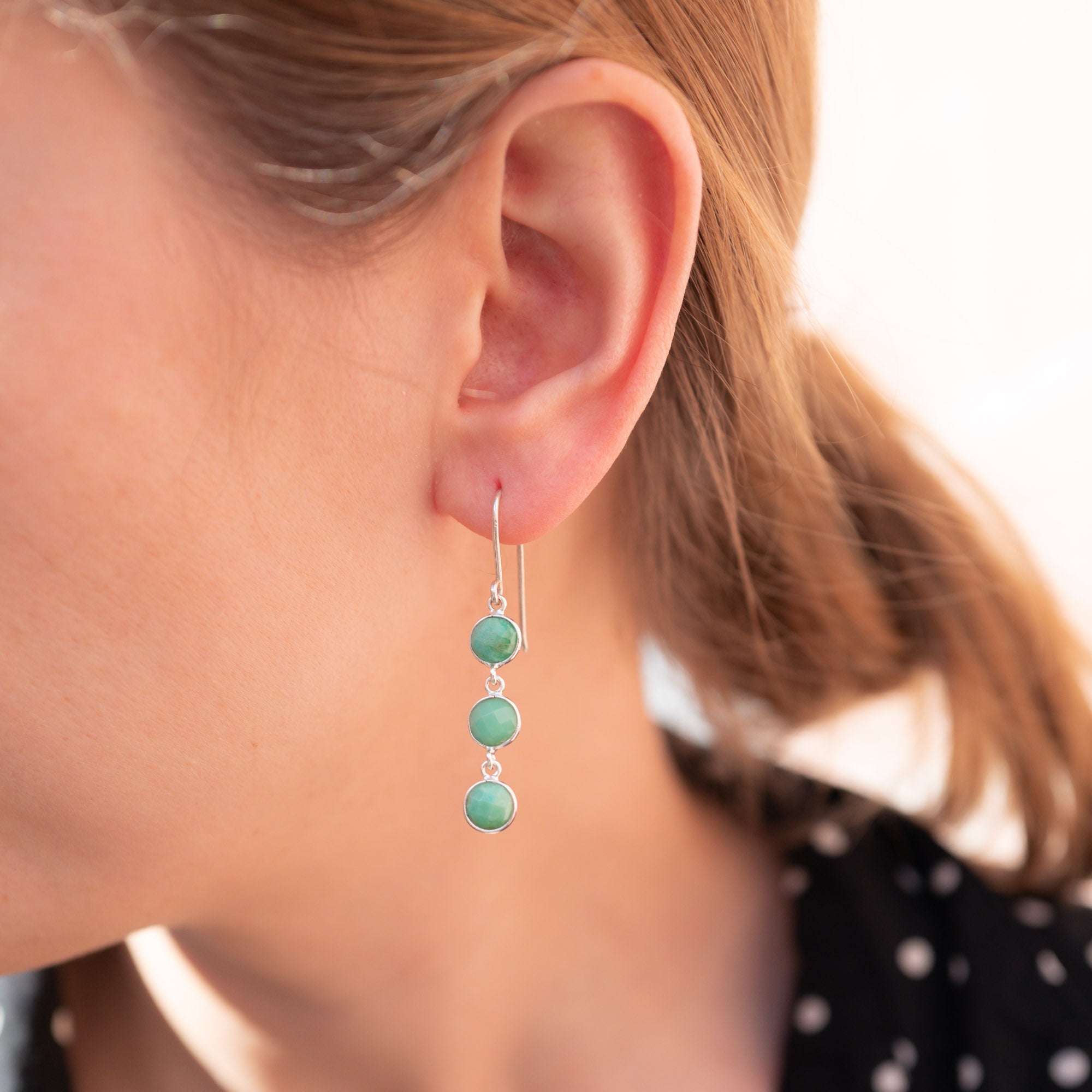 Ohrringe Charlotte Chrysoprase Silber - Fleurs des Prés