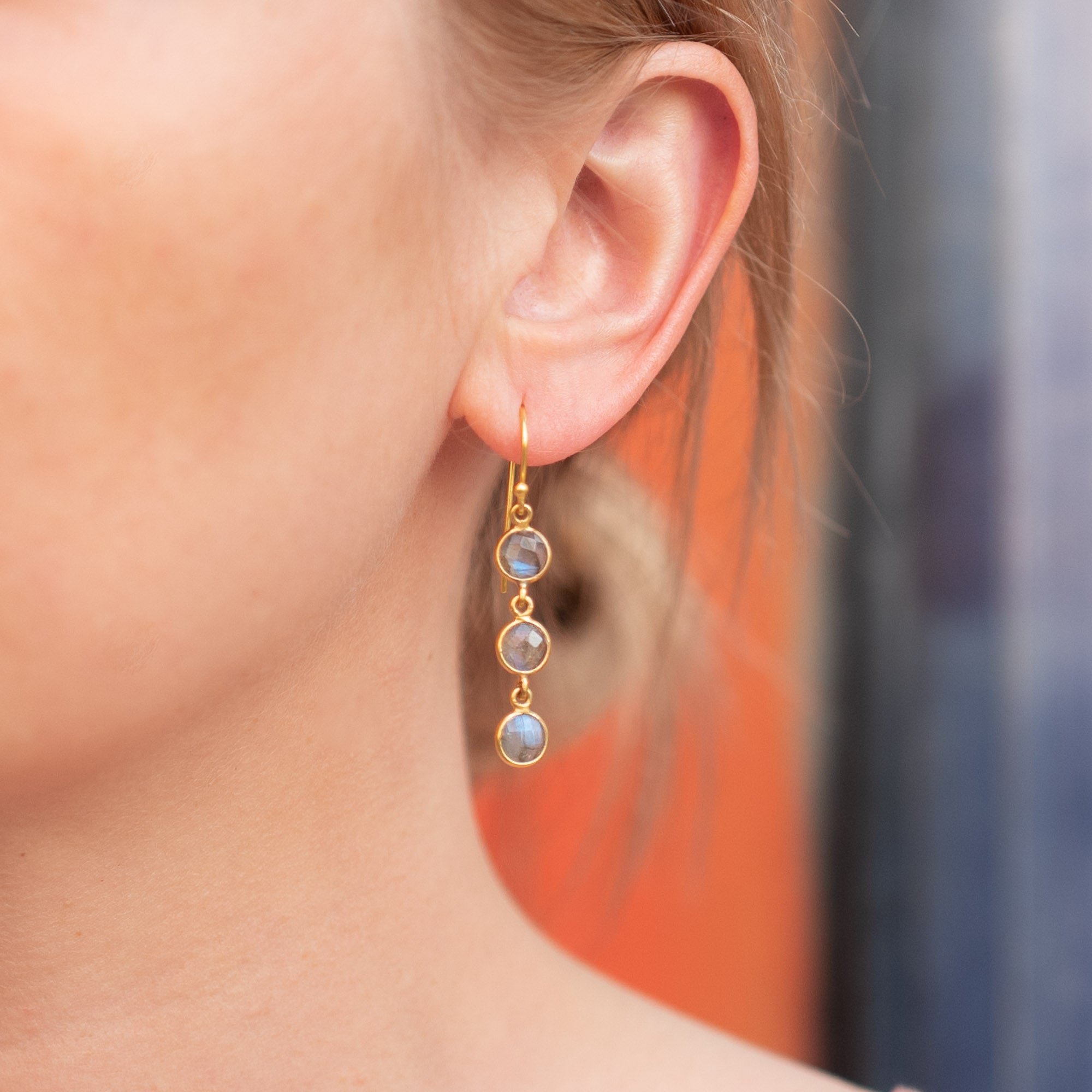 Ohrringe Charlotte Labradorite Gold - Fleurs des Prés