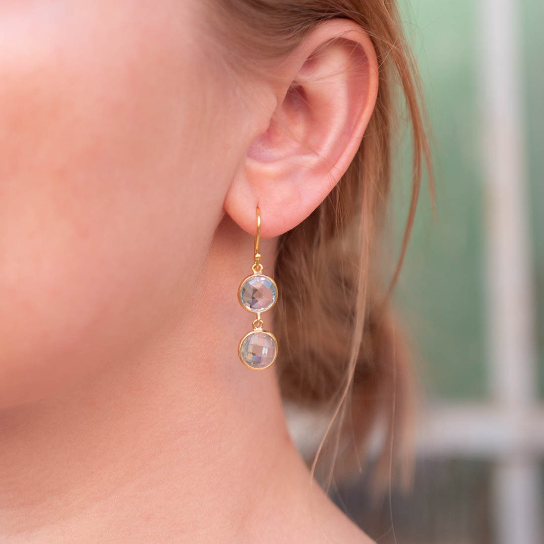 Ohrringe Eloise Aquamarin Gold - Fleurs des Prés
