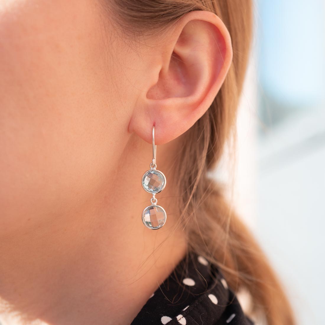 Ohrringe Eloise Aquamarin Silber - Fleurs des Prés Jewelry
