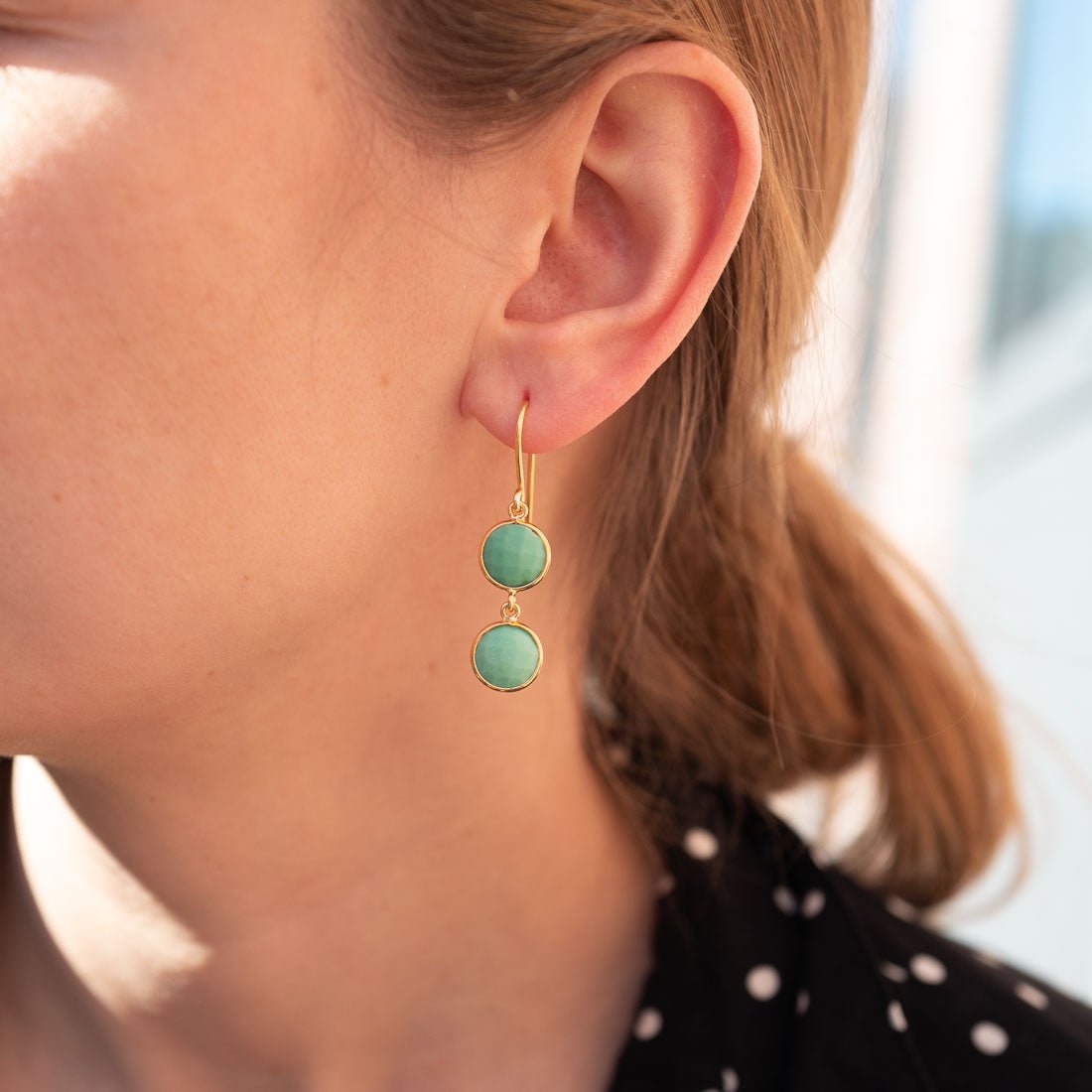 Ohrringe Eloise Chrysoprase Gold - Fleurs des Prés