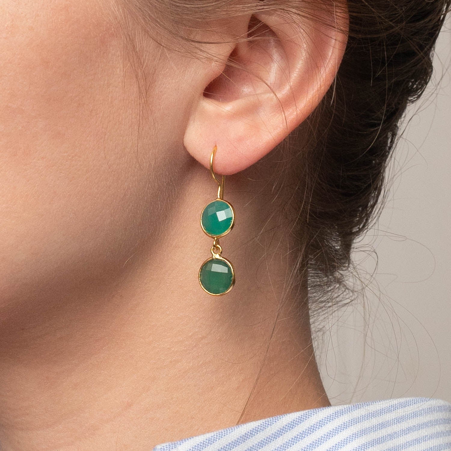 Ohrringe Eloise Green Onyx - Fleurs des Prés Jewelry