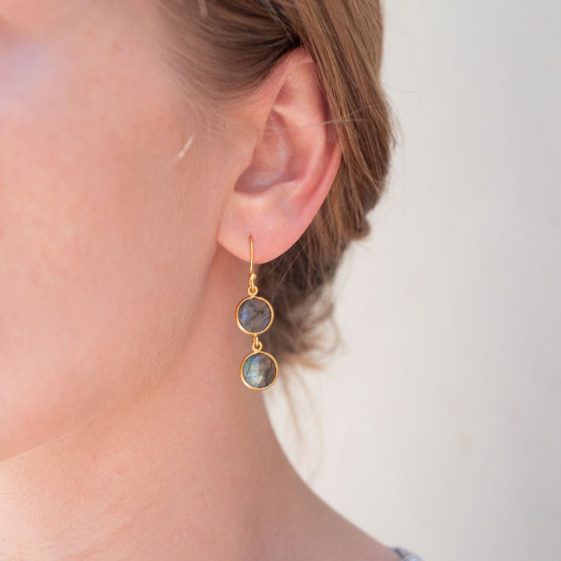 Ohrringe Eloise Labradorite Gold - Fleurs des Prés