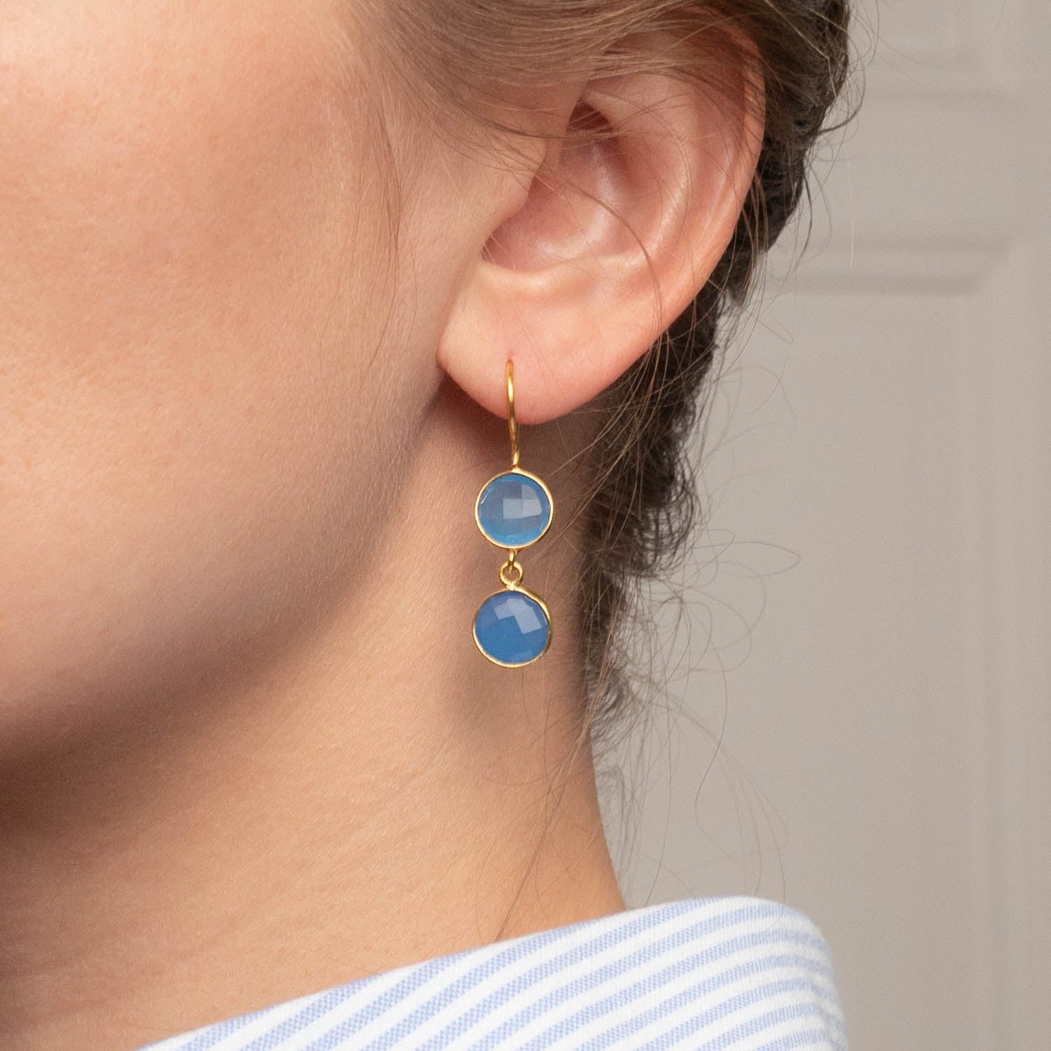 Ohrringe Eloise Light Blue Chalcedony - Fleurs des Prés