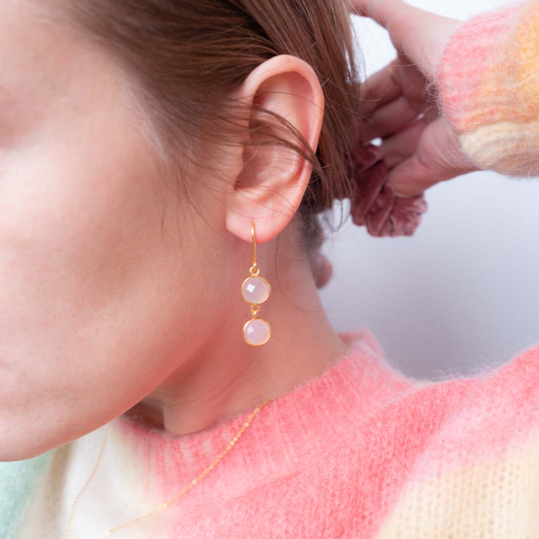 Ohrringe Eloise Pink Chalcedony - Fleurs des Prés Jewelry