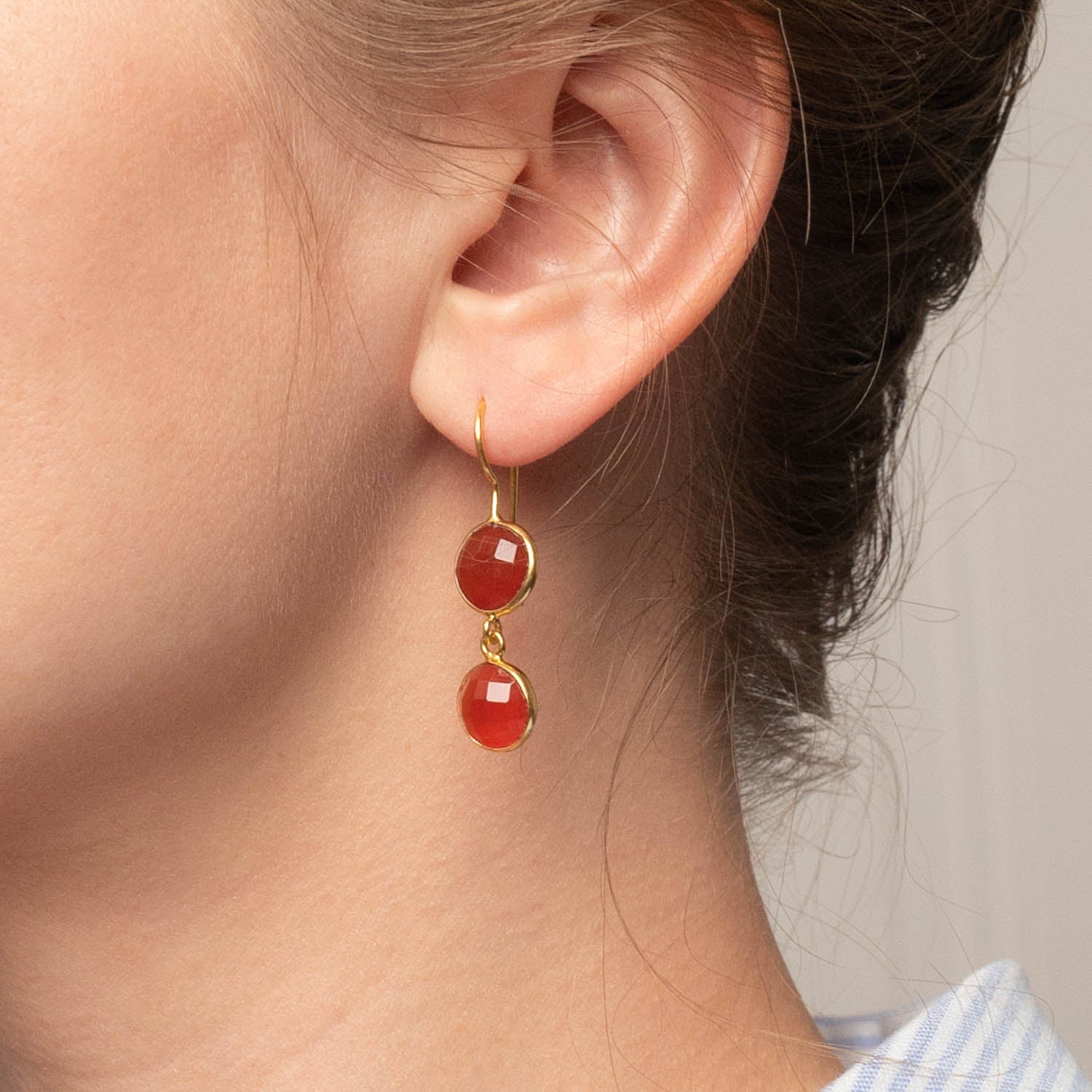 Ohrringe Eloise Red Onyx - Fleurs des Prés