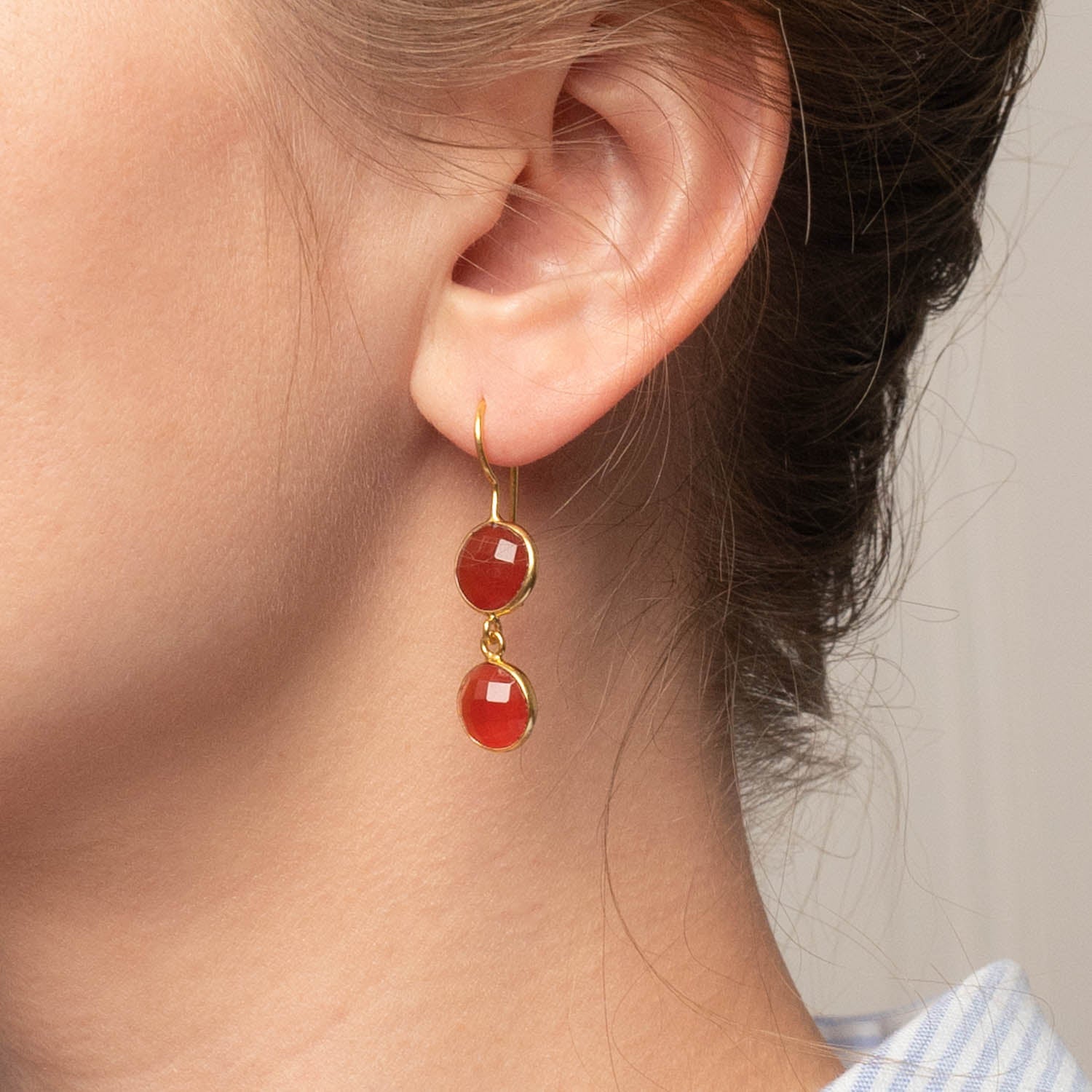 Ohrringe Eloise Red Onyx - Fleurs des Prés Jewelry