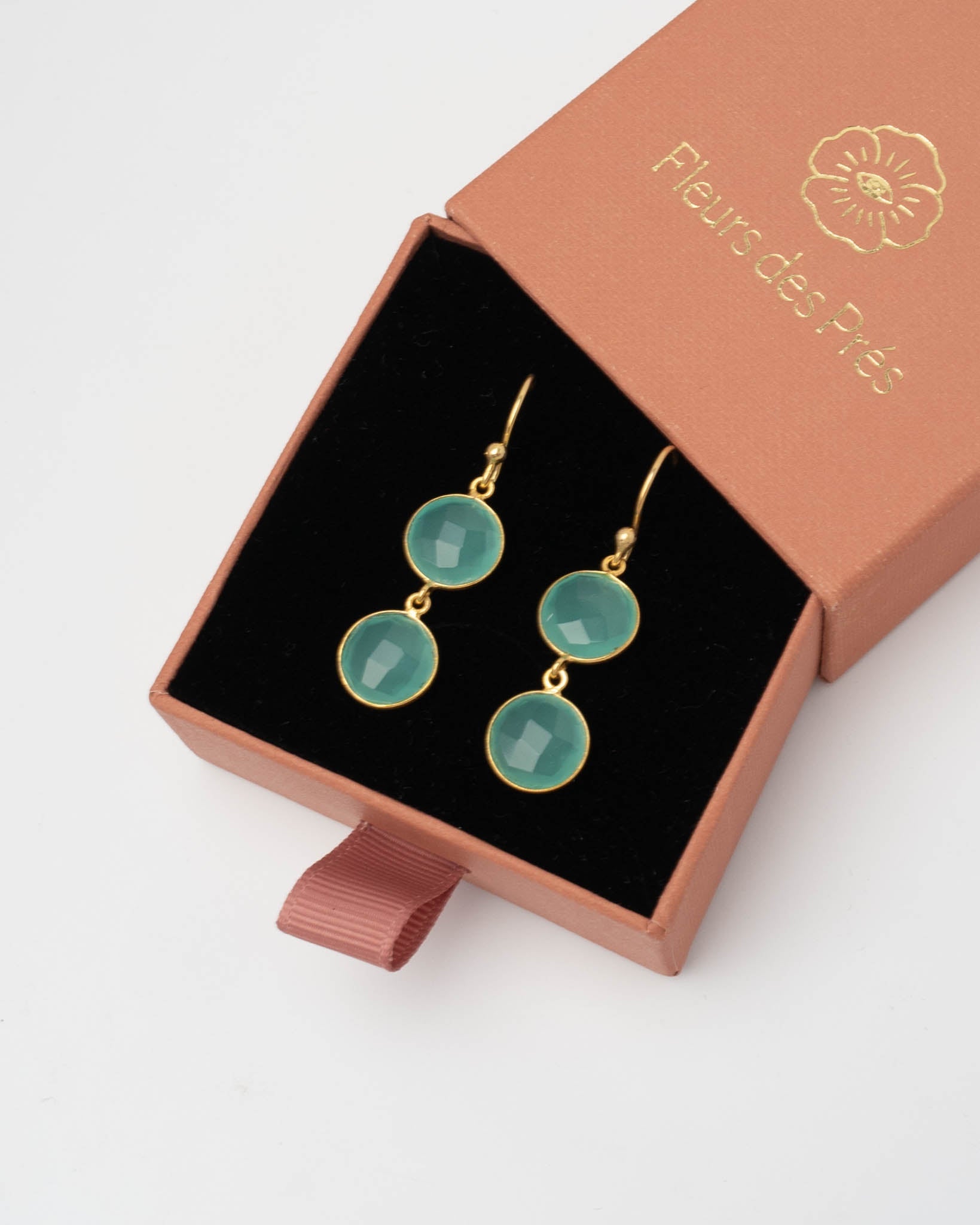 Ohrringe Eloise Sea Blue Chalcedon - Fleurs des Prés